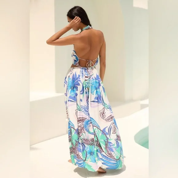 NWT By Anthropologie Plunge Cutout Maxi Dress - Picture 1 of 4